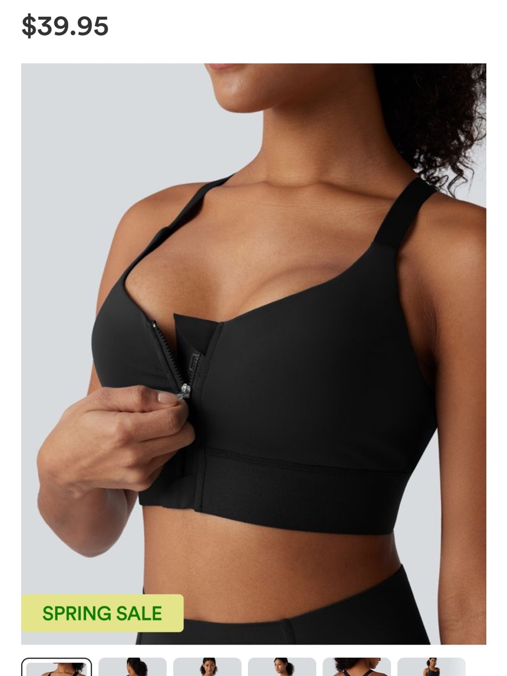 HALARA Black Front-Zip High Support Sports Bra